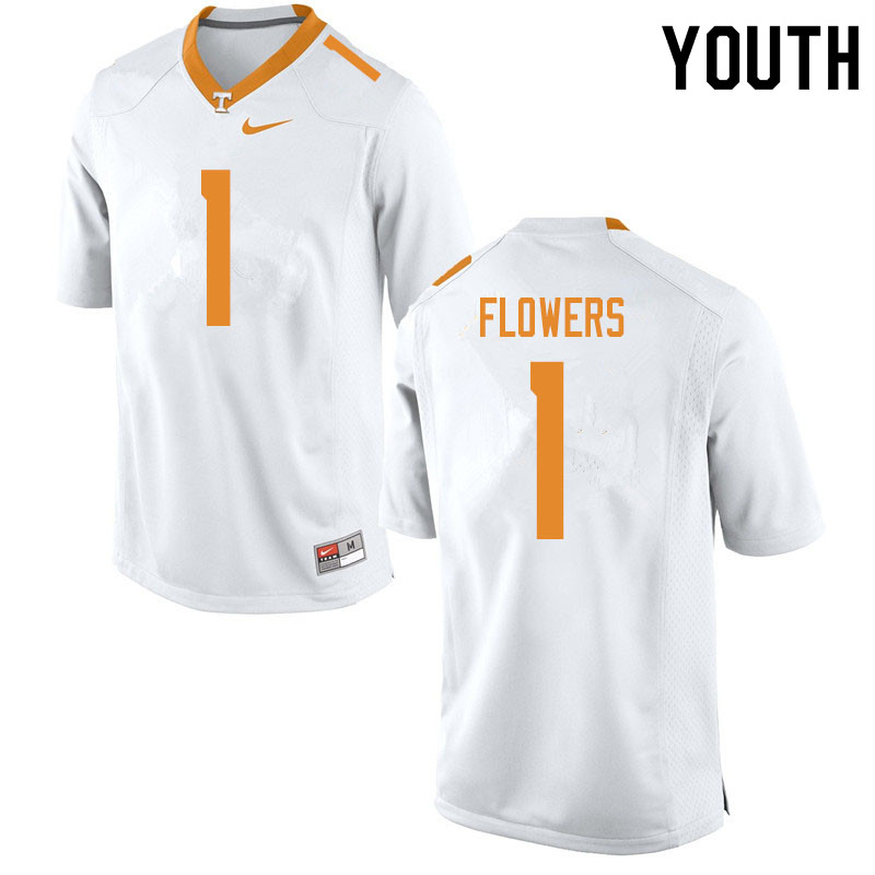 Youth #1 Trevon Flowers Tennessee Volunteers College Football Jerseys Sale-White